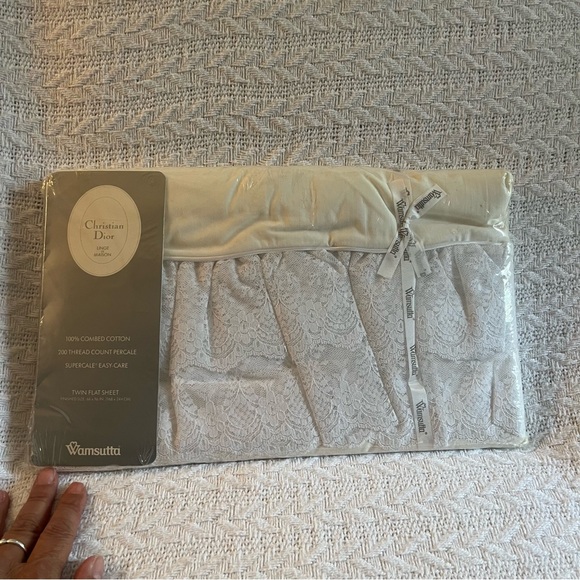 Wamsutta x Christian Dior • Dior Lace • Twin Flat Sheet Vintage Combed Cotton - Picture 5 of 7